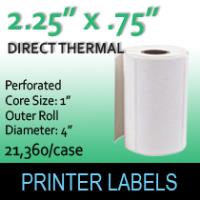 Direct Thermal Labels 2.25" x .75" Perf